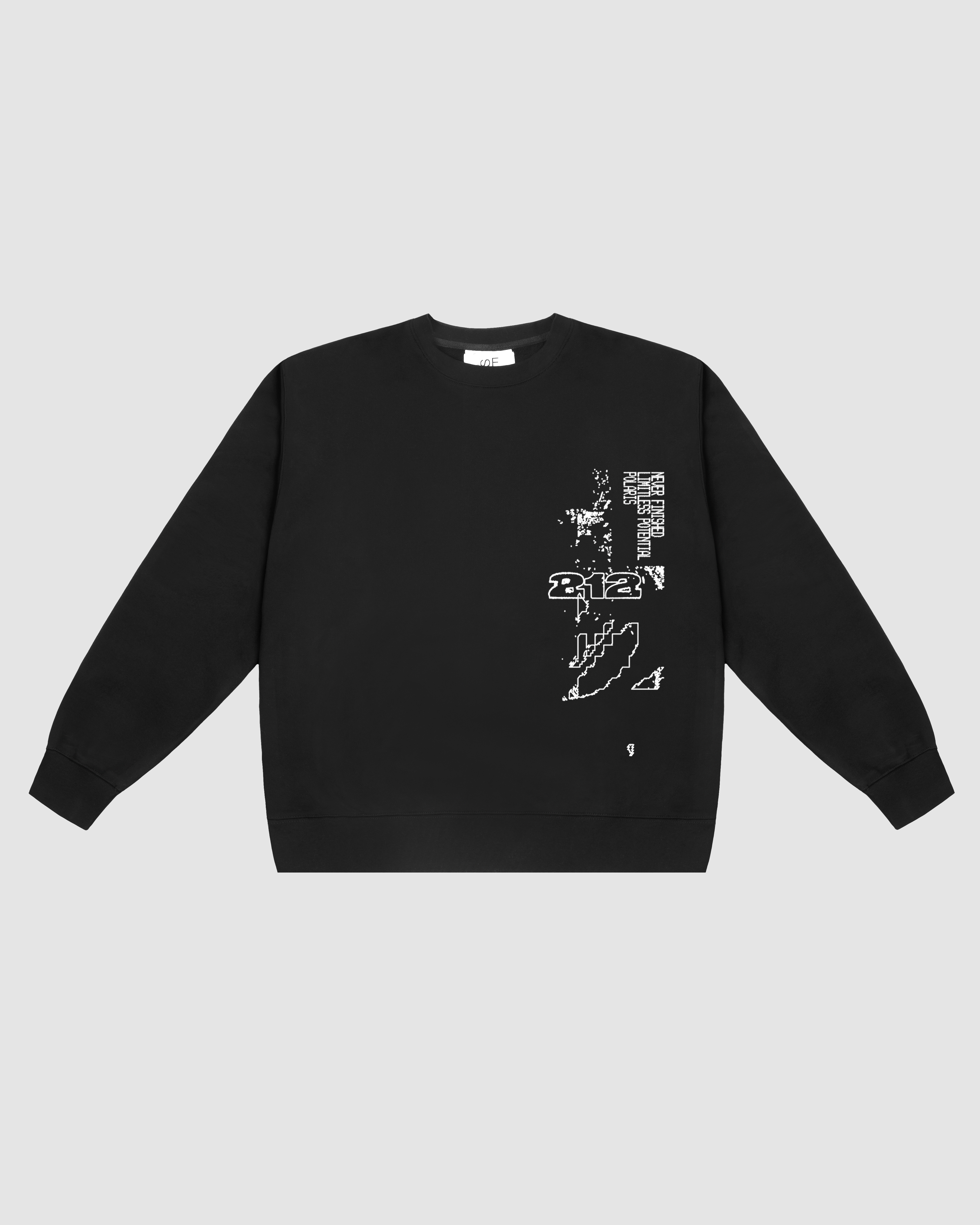 トップス BREATH BLACK CARD CREW NECK SWEAT Graphic Marina Short Sleeve Crewneck Sweatshirt - Black